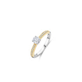 Ti Sento Sterling Silver Classic Solitaire CZ Ring Golden 5mm