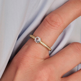 Ti Sento Sterling Silver Classic Solitaire CZ Ring Golden 5mm
