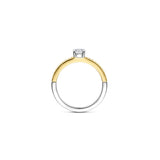 Ti Sento Sterling Silver Classic Solitaire CZ Ring Golden 5mm