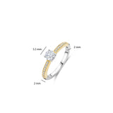 Ti Sento Sterling Silver Classic Solitaire CZ Ring Golden 5mm