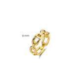 Ti Sento Sterling Silver Signature Chain Ring Golden 6mm
