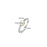 Ti Sento White Pearl Ring Sterling Silver Gold Plated SALE