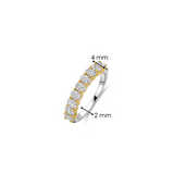 Ti Sento Sterling Silver Classic Tennis Oval CZ Ring Golden 4mm