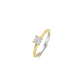 Ti Sento Sterling Silver Classic Solitaire CZ Ring Golden 5mm