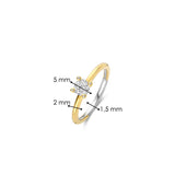 Ti Sento Sterling Silver Classic Solitaire CZ Ring Golden 5mm