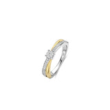 Ti Sento Sterling Silver Crossover CZ Ring Golden 4mm