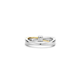 Ti Sento Sterling Silver Crossover CZ Ring Golden 4mm