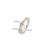 Ti Sento Sterling Silver Crossover CZ Ring Golden 4mm