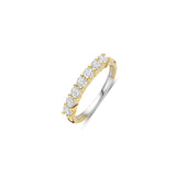 Ti Sento Sterling Silver Classic Tennis CZ Ring Golden 3mm