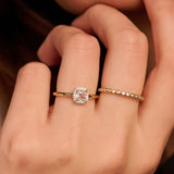 Ti Sento Sterling Silver Classic Square Halo CZ Ring Golden 8mm