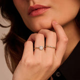 Ti Sento Sterling Silver Classic Square Halo CZ Ring Golden 8mm