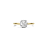Ti Sento Sterling Silver Classic Square Halo CZ Ring Golden 8mm