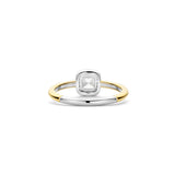 Ti Sento Sterling Silver Classic Square Halo CZ Ring Golden 8mm
