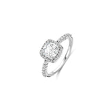 Ti Sento Sterling Silver Classic Square Halo CZ Ring 10.5mm