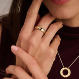 Ti Sento Sterling Silver Classic CZ Studded Ring Golden 5mm