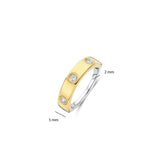 Ti Sento Sterling Silver Classic CZ Studded Ring Golden 5mm