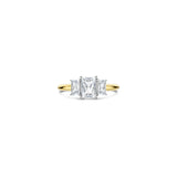 Ti Sento Sterling Silver Classic Rectangular Three Stone CZ Ring Golden 9.5mm