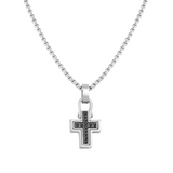 Nomination Manvision Cross Necklace, Stainless Steel Leather CZ