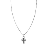 Nomination Manvision Cross Necklace, Stainless Steel Leather CZ