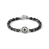 Nomination Manvision Black Agate Wind Rose Bracelet, Stainless Steel