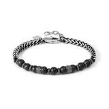 Nomination Manvision Black Agate Bead Bracelet, Stainless Steel