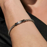 Nomination Manvision Box Chain Bracelet, Stainless Steel Black CZ