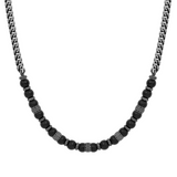 Nomination Manvision Black Agate Bead Necklace, Stainless Steel