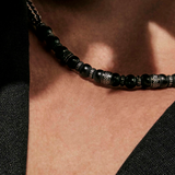 Nomination Manvision Black Agate Bead Necklace, Stainless Steel