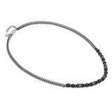 Nomination Manvision Black Agate Bead Necklace, Stainless Steel