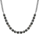 Nomination Manvision Grey Jasper Bead Necklace, Stainless Steel