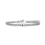 Nomination Virtus Code Curb Bracelet, Stainless Steel Black Diamond