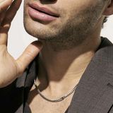 Nomination Virtus Code Curb Chain Necklace, Stainless Steel Black Diamond