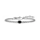Nomination Bold Steel Bead Bracelet, Stainless Steel Black Agate