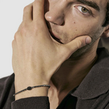 Nomination Bold Steel Bead Bracelet, Stainless Steel Black Agate