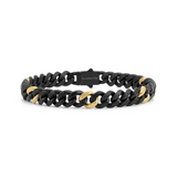 Nomination Bold Steel Chunky Curb Bracelet, Stainless Steel Black & Gold