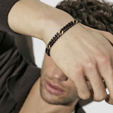 Nomination Bold Steel Chunky Curb Bracelet, Stainless Steel Black & Gold