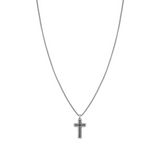 Nomination Bold Steel Beaded Cross Necklace, Stainless Steel Black CZ