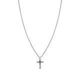 Nomination Bold Steel Decorated Cross Necklace, Stainless Steel Black CZ