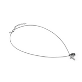 Nomination Bold Steel Decorated Cross Charm Necklace, Stainless Steel Black CZ