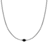 Nomination Bold Steel Bead Necklace, Stainless Steel Black Agate