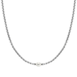 Nomination Bold Steel Bead Necklace, Stainless Steel White Pearl