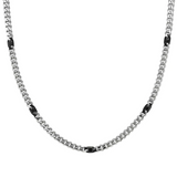 Nomination Bold Steel Curb Chain Necklace, Stainless Steel & Black