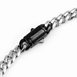Nomination Bold Steel Curb Chain Necklace, Stainless Steel & Black