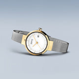 Bering Solar White Gold Silver 26mm Case Watch