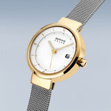 Bering Solar White Gold Silver 26mm Case Watch