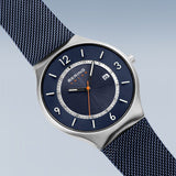 Bering Solar Blue Silver 41mm Case Watch