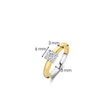 Ti Sento Sterling Silver Classic Solitaire Ring Golden 6mm