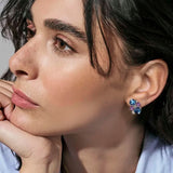 Nomination Colour Wave Aurora Edition Cluster Stud Earrings, Sterling Silver CZ