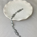 Vintage Design Sterling Silver Marcasite Fancy Leaf Bracelet