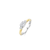 Ti Sento Sterling Silver Classic Tripe CZ Ring Golden 7mm